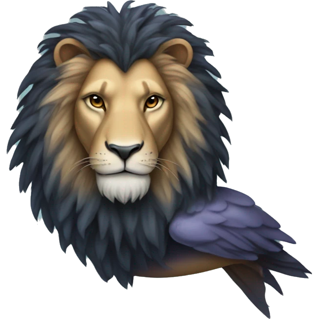 Dolphin, lion, raven hybrid emoji