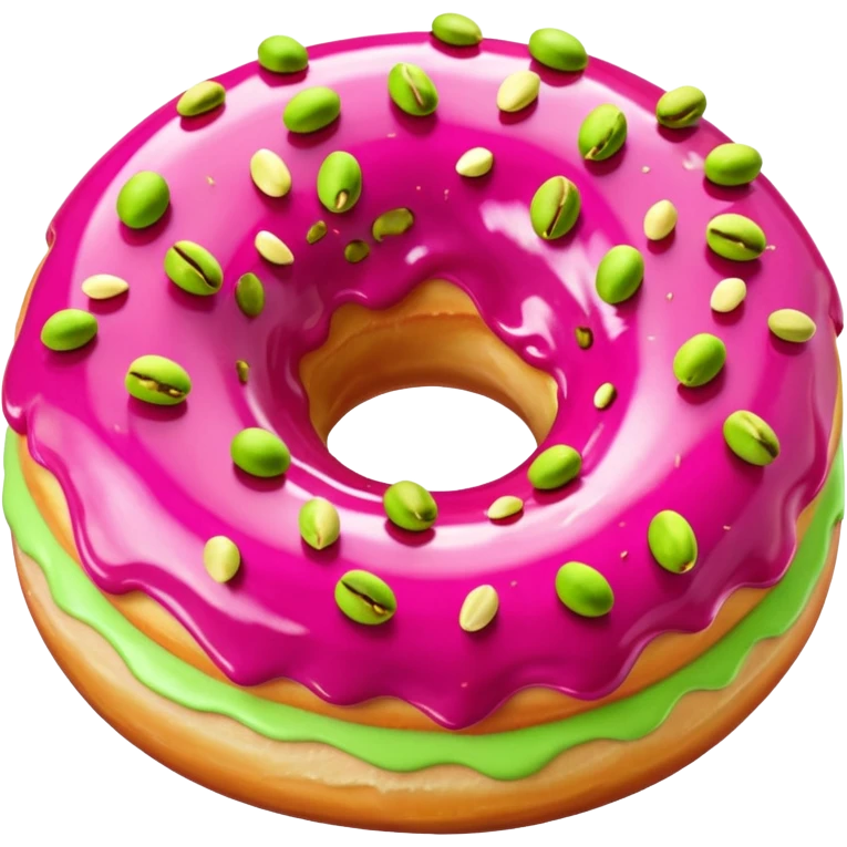 donut with green & pink swirled frosting & pistachio pieces emoji