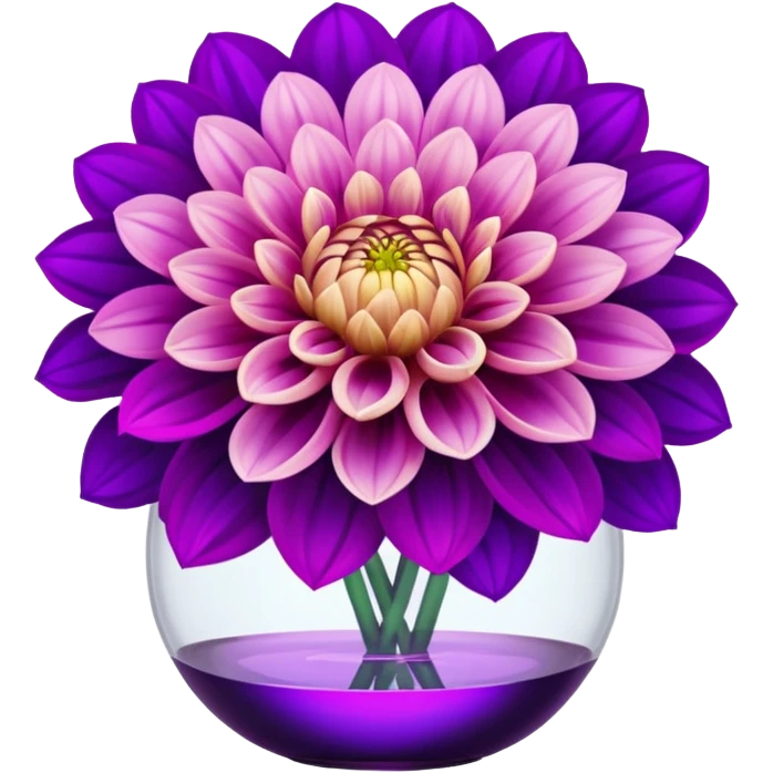 big realistic dahlia flowers in a clear vase with clear water emoji