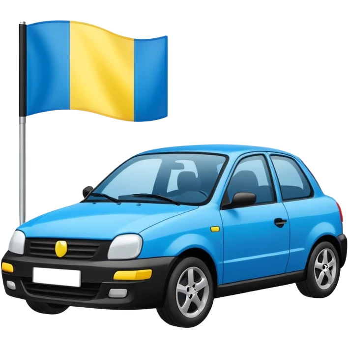 black car with a Ukraine flag sticker on its side emoji