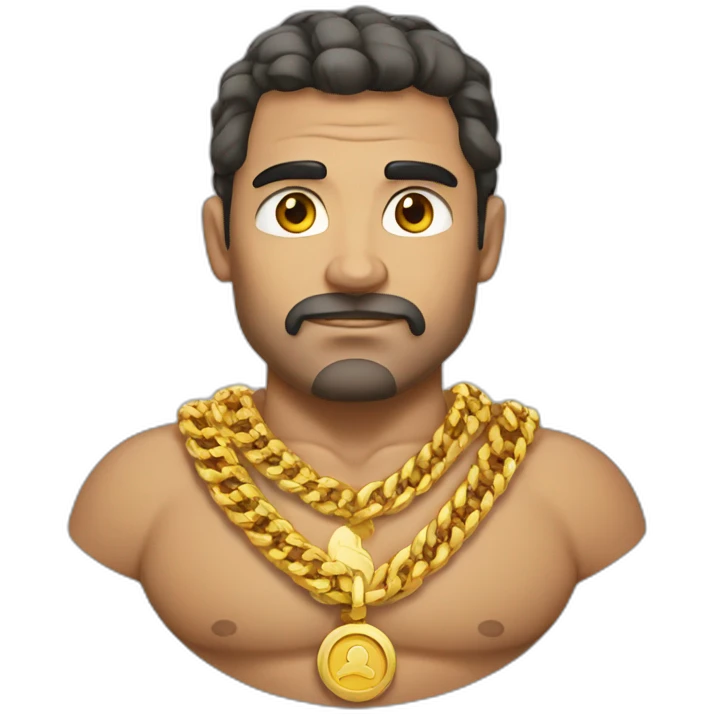 Russian strong man wearing gold chain emoji