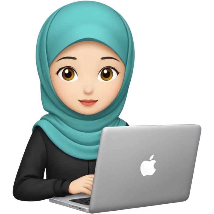 hijab cute girls with labtop emoji
