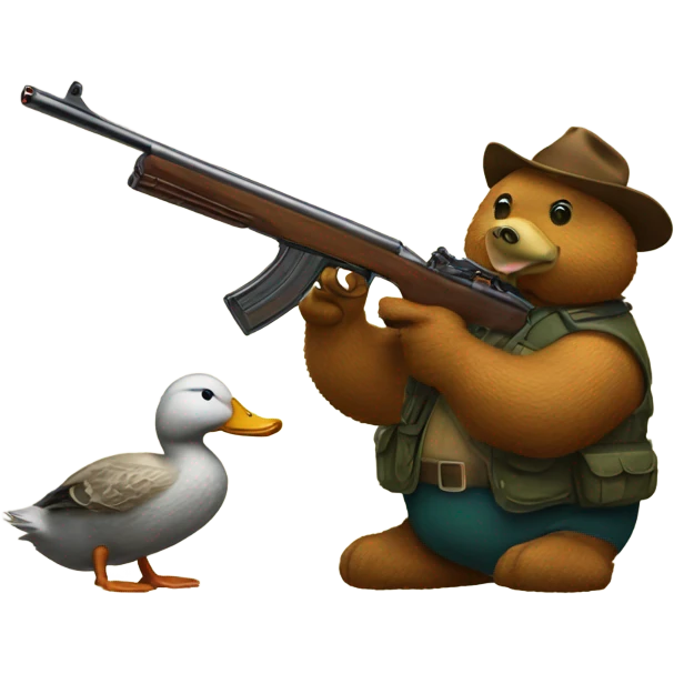 Duck drinking bear with a shotgun emoji