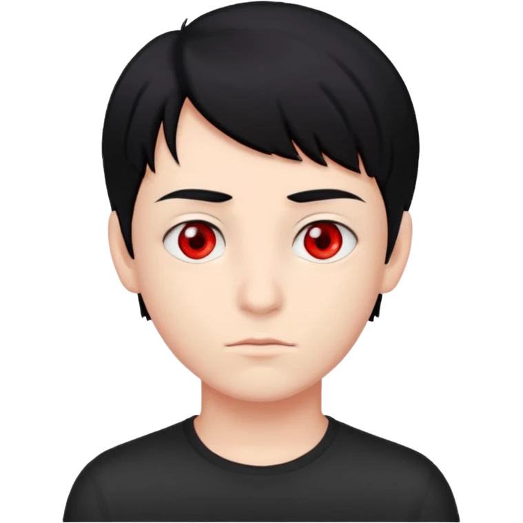 Black hair with red eye boy emoji