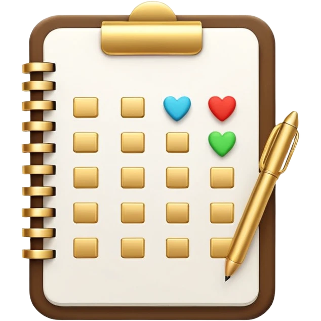 modern elegant planner with checkmarks emoji, 3D style, #ca816d color or #faf1eb color and gold, clean design emoji