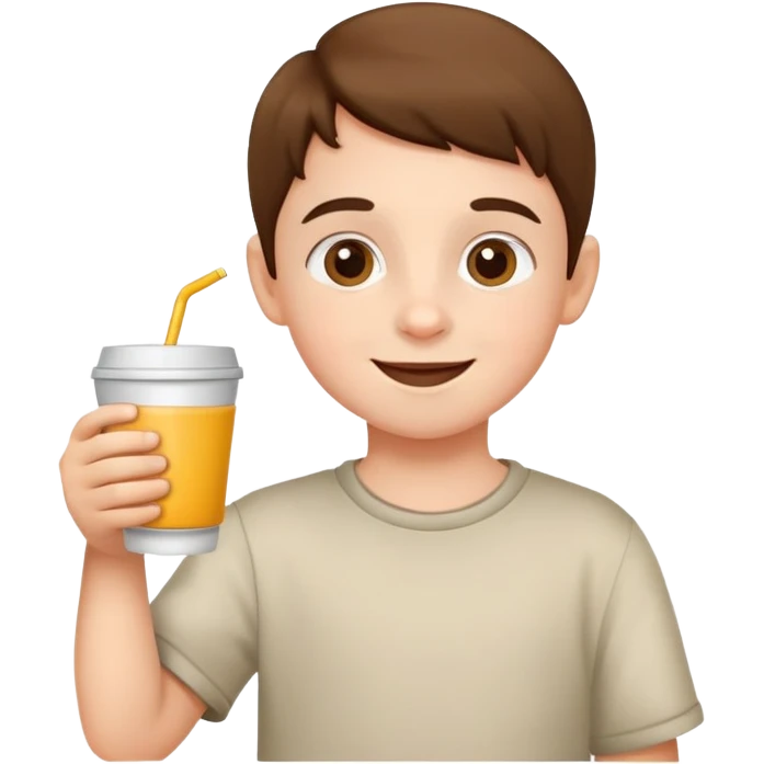 child holding a cup and drinking, happy and friendly emoji