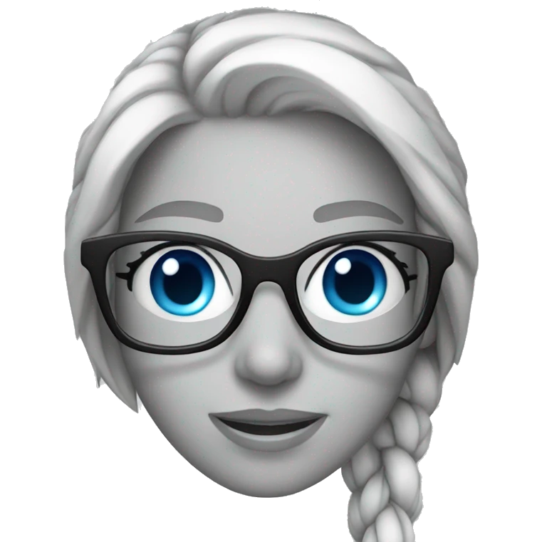 Woman wearing glasses silver blue eyes emoji