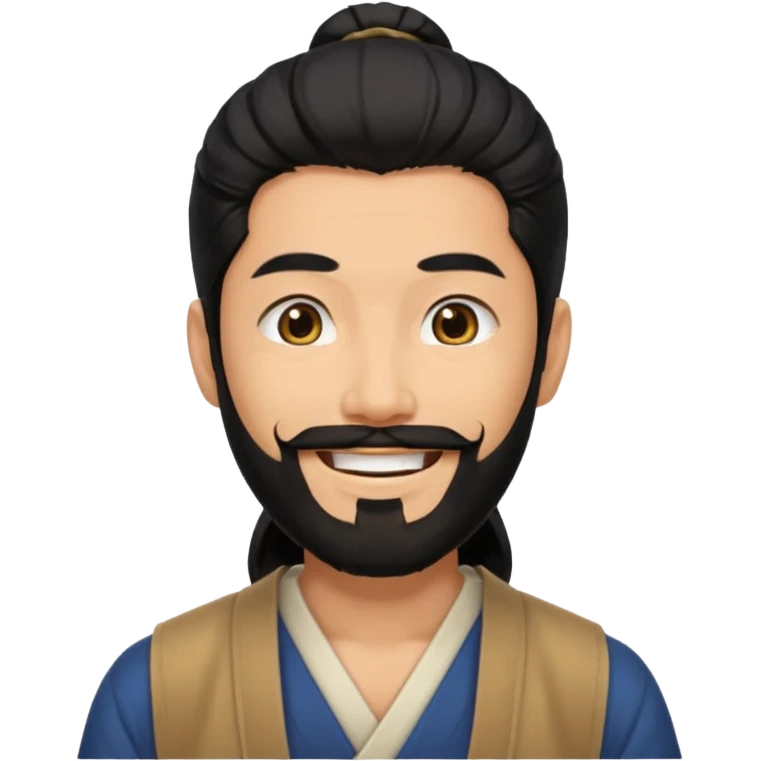 japanese man emoji with black beard and black long hair emoji