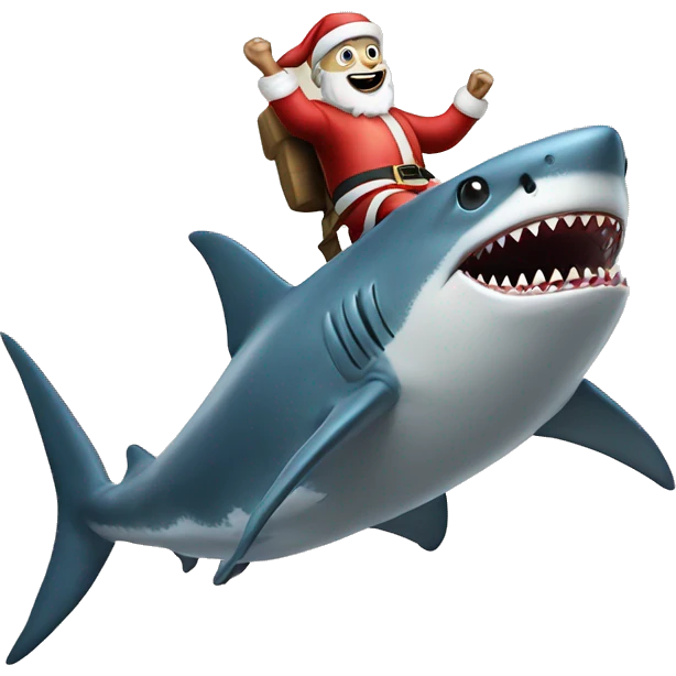 santa claus riding shark emoji