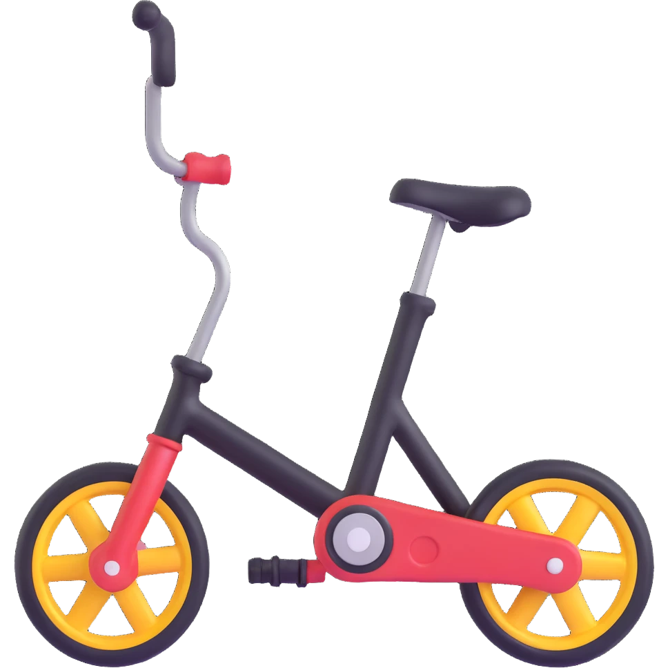 toddler bike, two large wheels and two small training wheels emoji