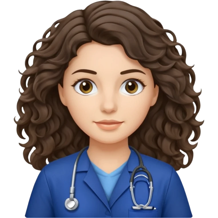 a brunette wavy hair vet woman with navy blue scrub

 emoji