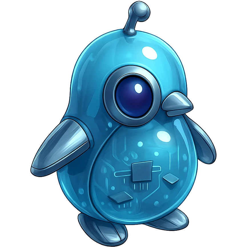 alien penguin, futuristic, metallic details, sci-fi style emoji