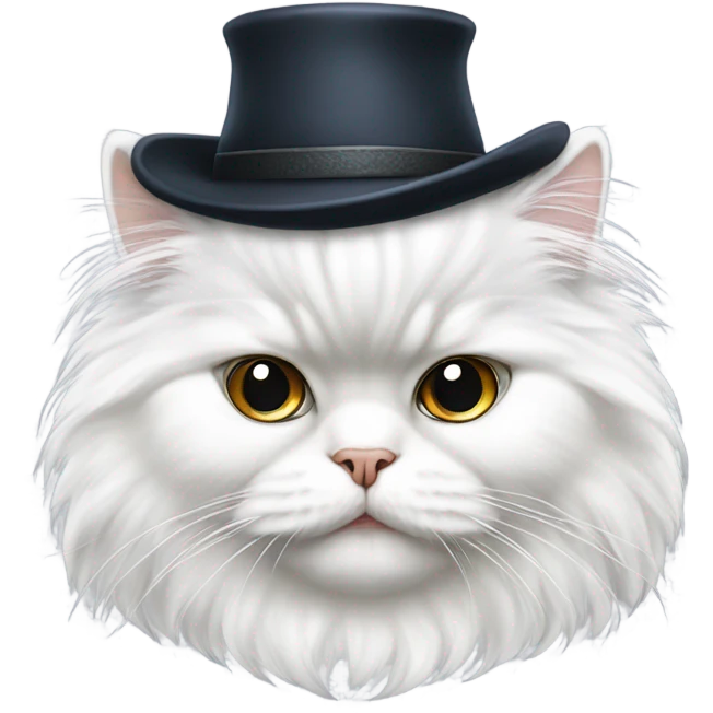 White Persian cat wearing a hat  emoji
