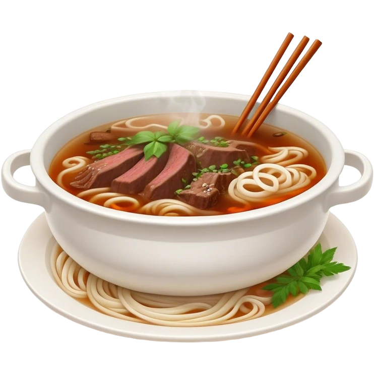 Cinematic Realistic Pho Dish Emoji, depicted as a steaming bowl of aromatic beef noodle soup with herbs rendered with lifelike textures and vibrant, warm lighting. emoji