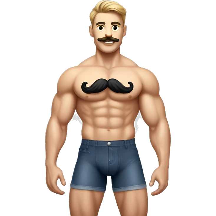 Muscular gay jock with mustache underwear realistic emoji