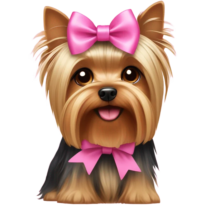 Yorkshire with pink ribbon bow emoji
