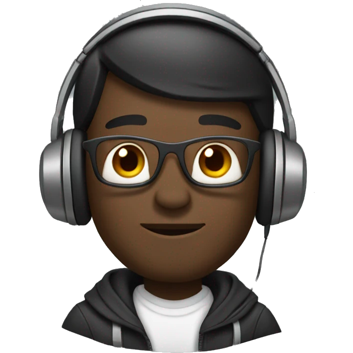 black man with dog head phones emoji