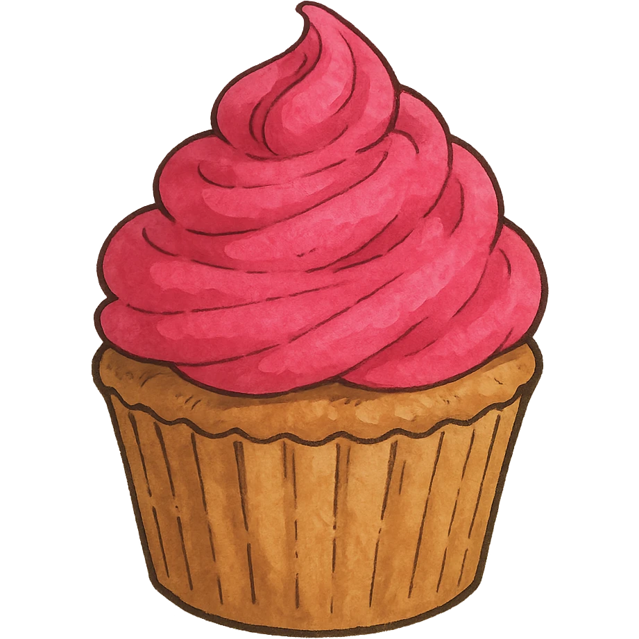 ghibli style icon of a bold pink cupcake emoji