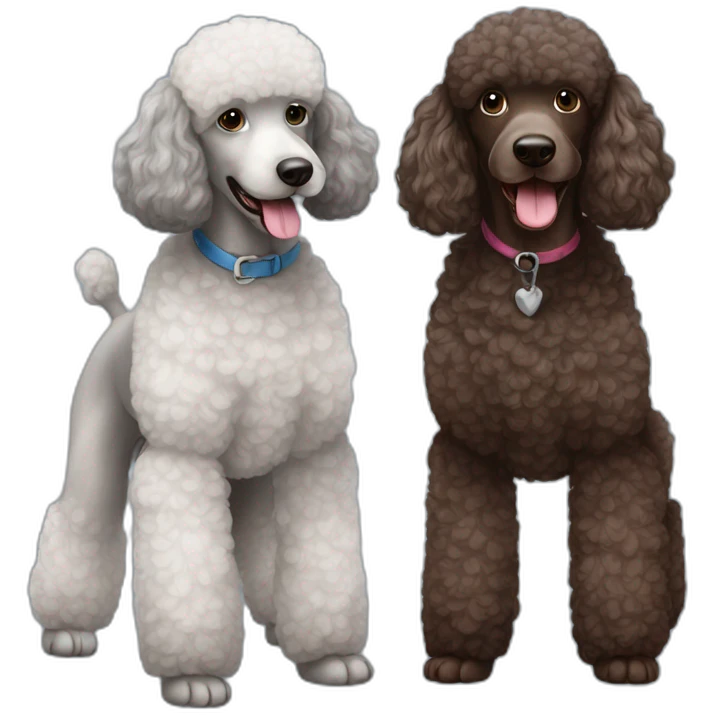 Chocolate and grey two poodles emoji
