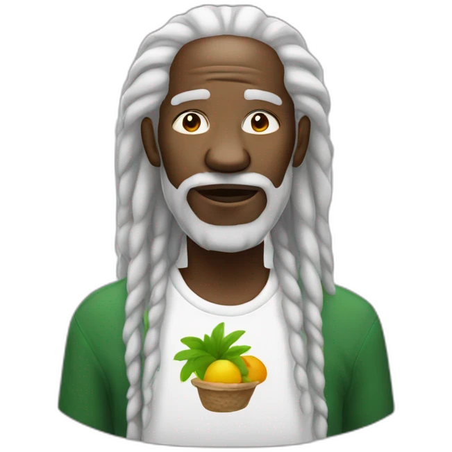 an old black man with white rasta emoji
