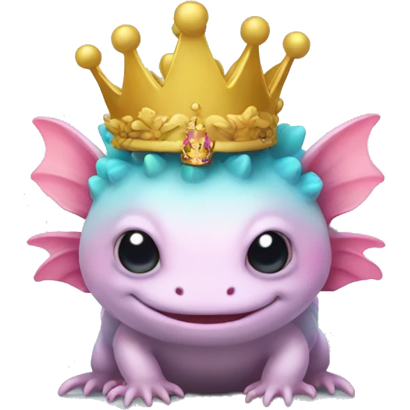 Rainbow axolotl with a crown emoji