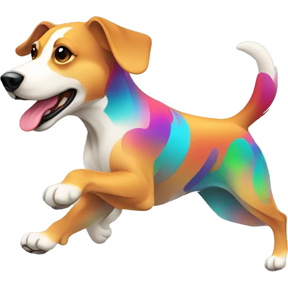Vector art of a dog running made of vector multicoloured gradient shapes abstract shapes vector art emoji
