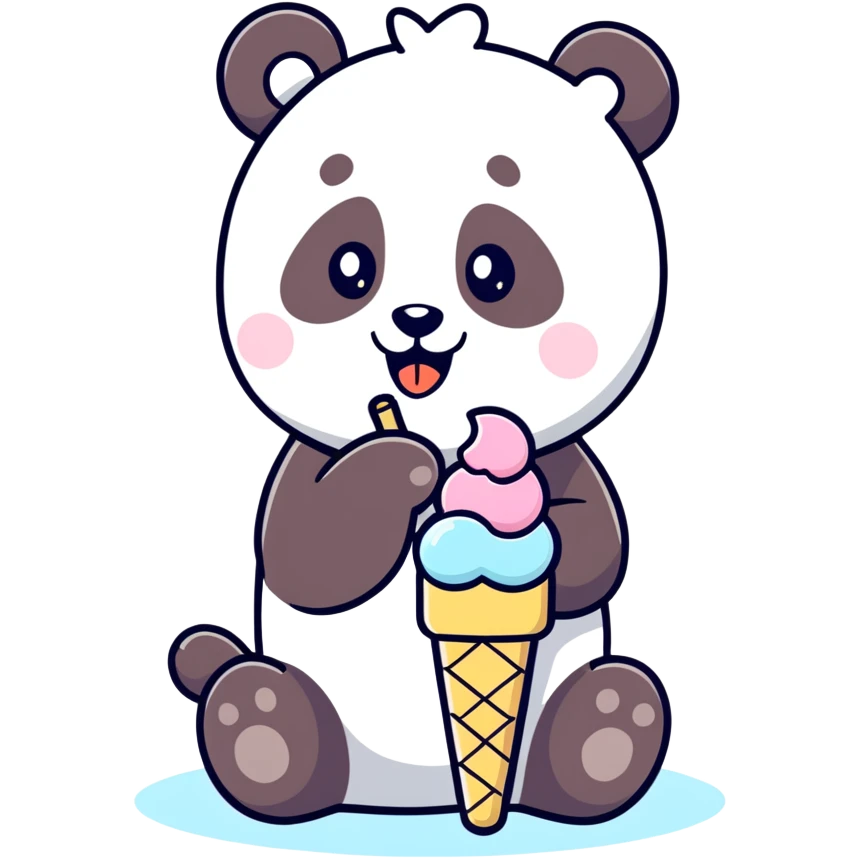 Panda eating ice cream emoji