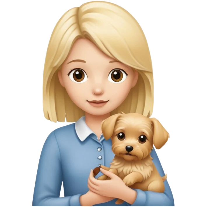 Blonde girl holding Yorkshire dog emoji
