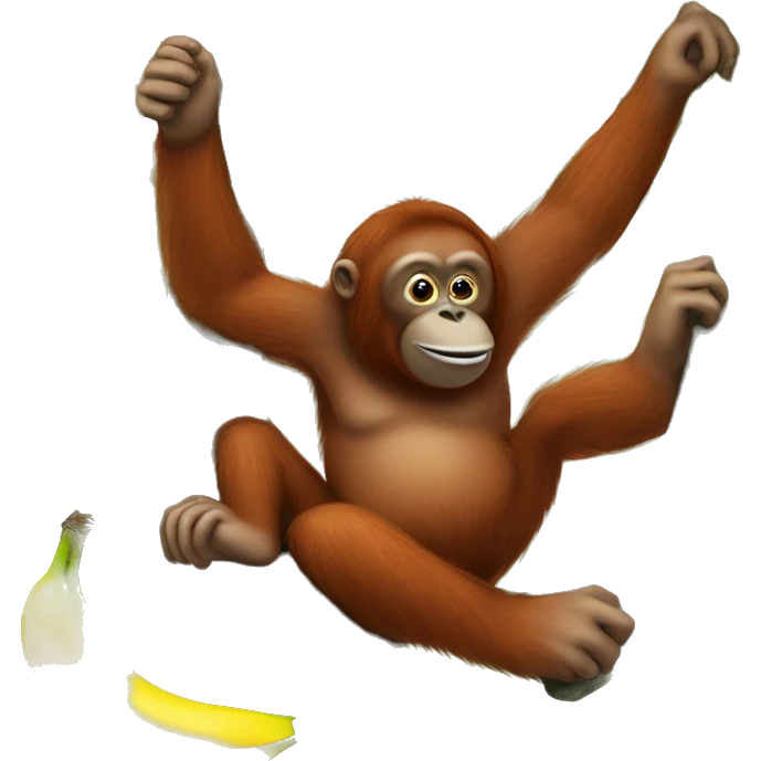 Orangutan in a tree with a banana emoji