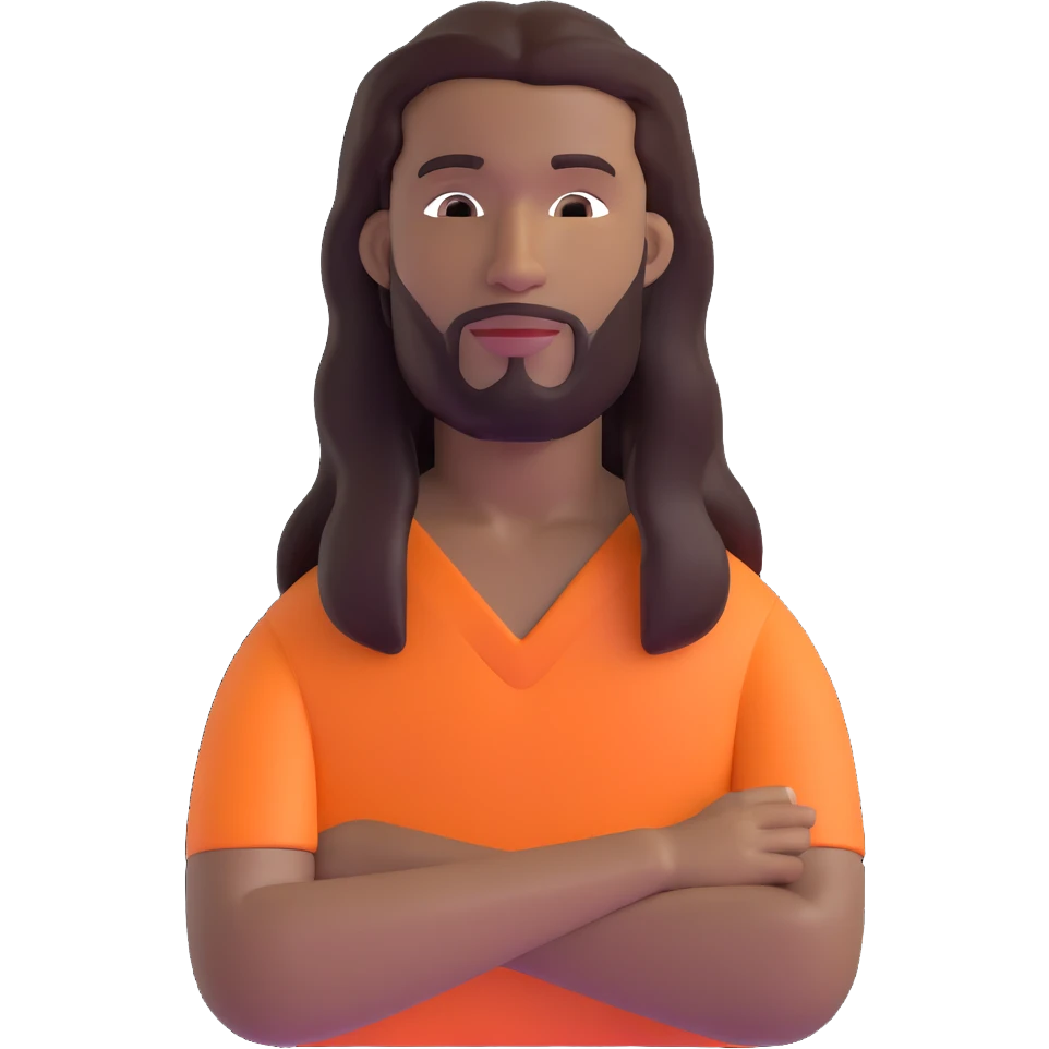 black man with long hair, no beard, no mustache emoji
