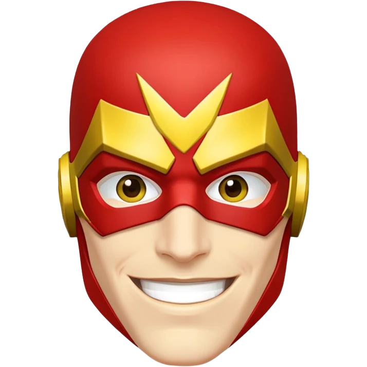 smiling face of The Flash superhero with red mask and yellow accents emoji
