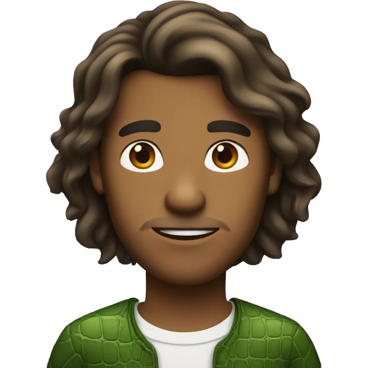Long hair brown man with alligator  emoji