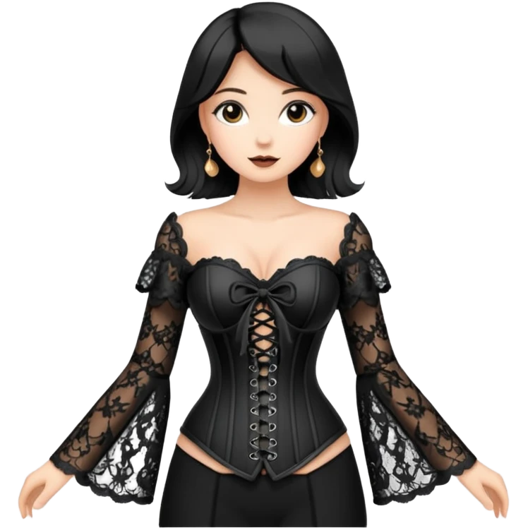Black lace up corset top with long bell sleeves emoji