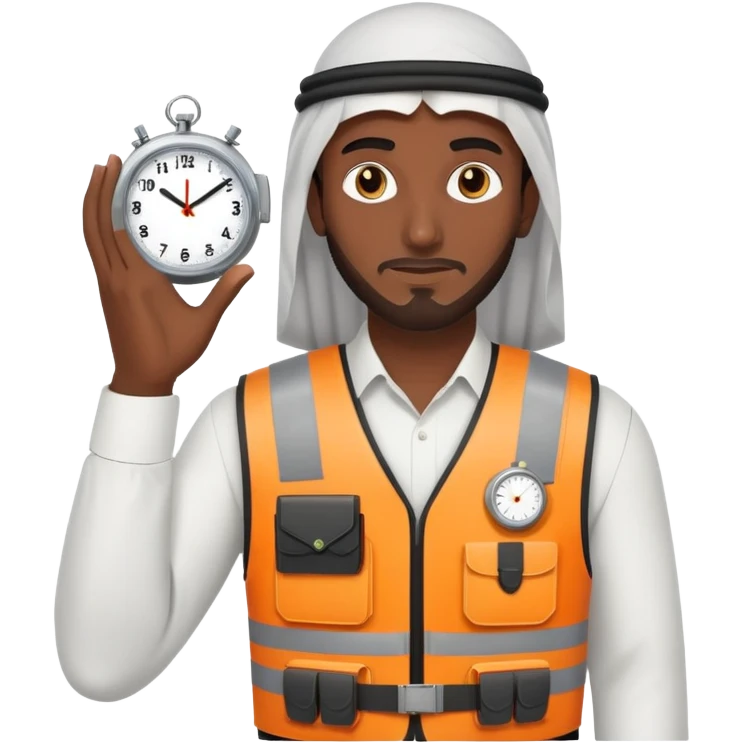 Arab with bulletproof vest holding digital clock emoji