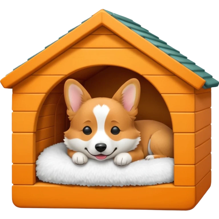 realistic corgi sleeping in a dog house, emoji style emoji