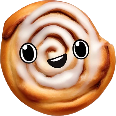 Cinnamon roll with icing on a pink plate  emoji