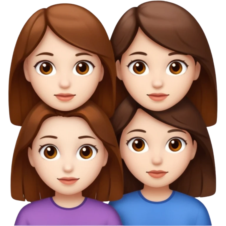Three girls white skin brown eyes and brown hair  emoji