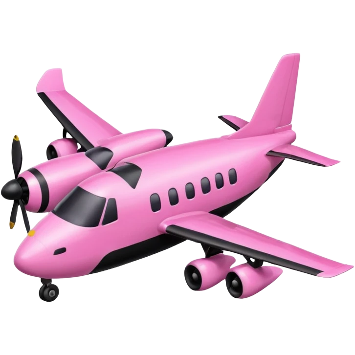 genera un aereo rosa e nero con le orecchie da cane nere e con i vetri che hanno dei riflessi rosa emoji