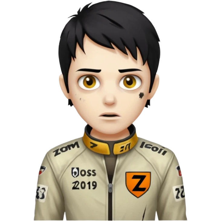 zombie formula racer black hair emoji
