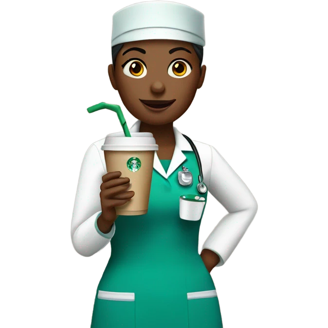 Nurse drinking Starbucks emoji