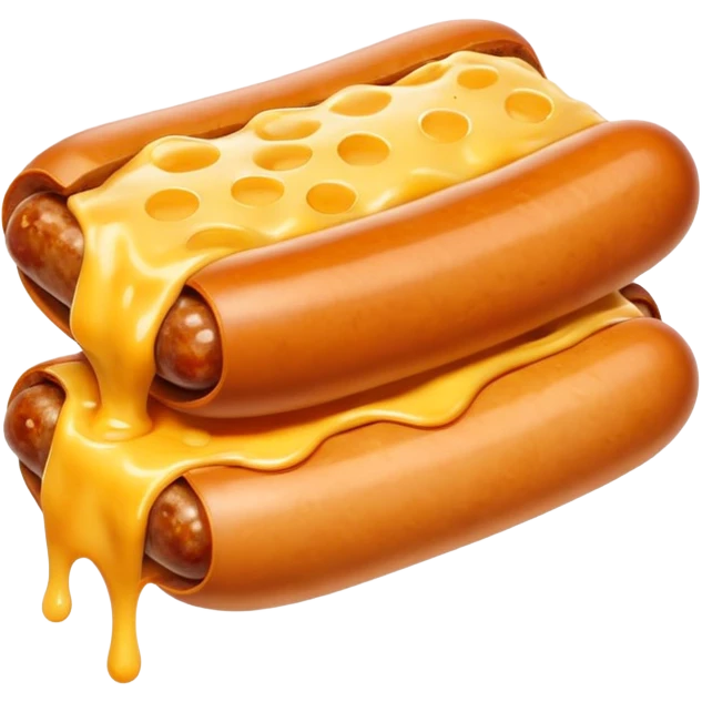 make a picture of a sausage that has been cut in half and melted cheese comes out from inside the sausage emoji
