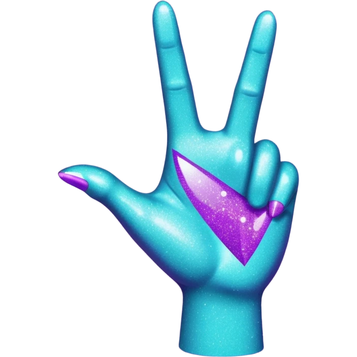 Glitter Roxo e Ciano Mão apontando para direita emoji