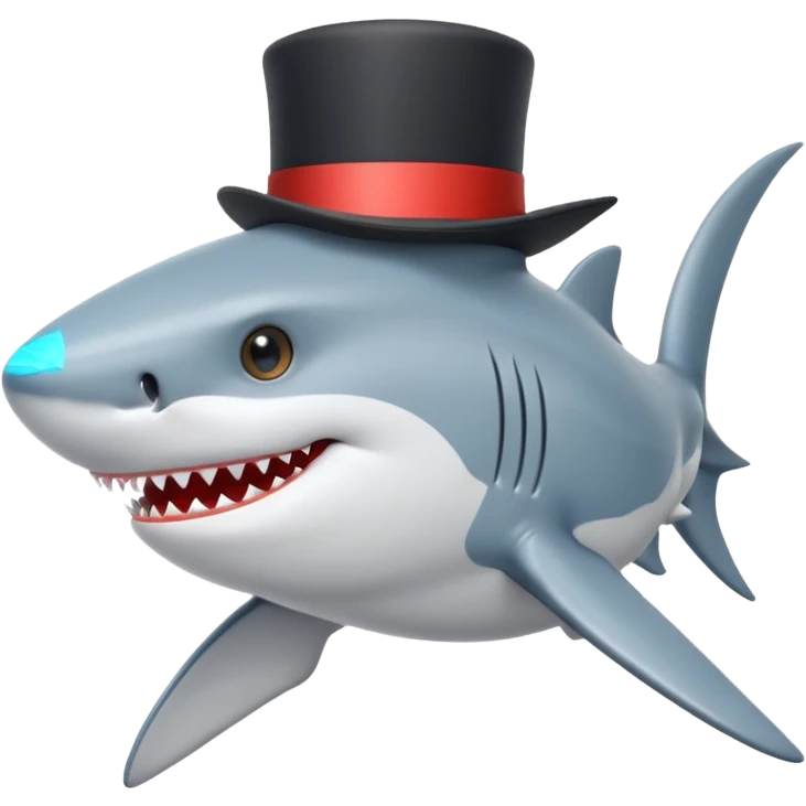 Shark with a top hat emoji