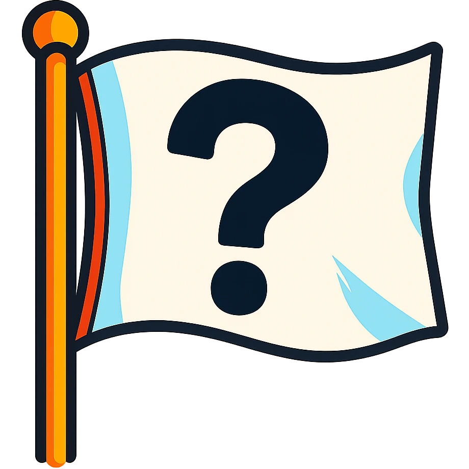 white flag with a large black question mark on it emoji