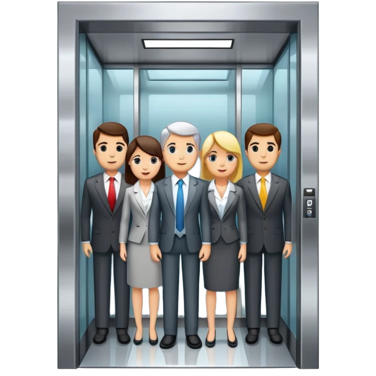 big office building elevator with people inside emoji