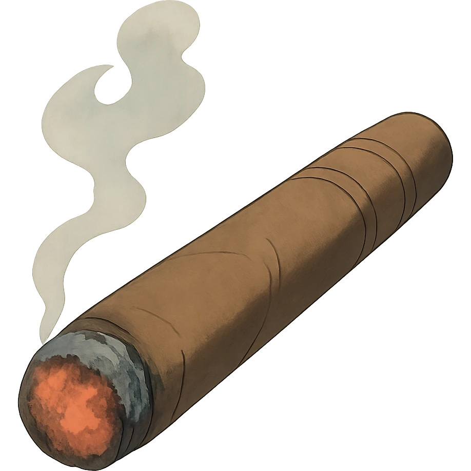 ghibli style lit cigar with soft shading and smoke emoji