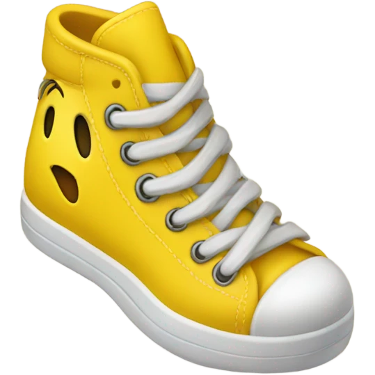 Yellow smiley face with shoe emoji