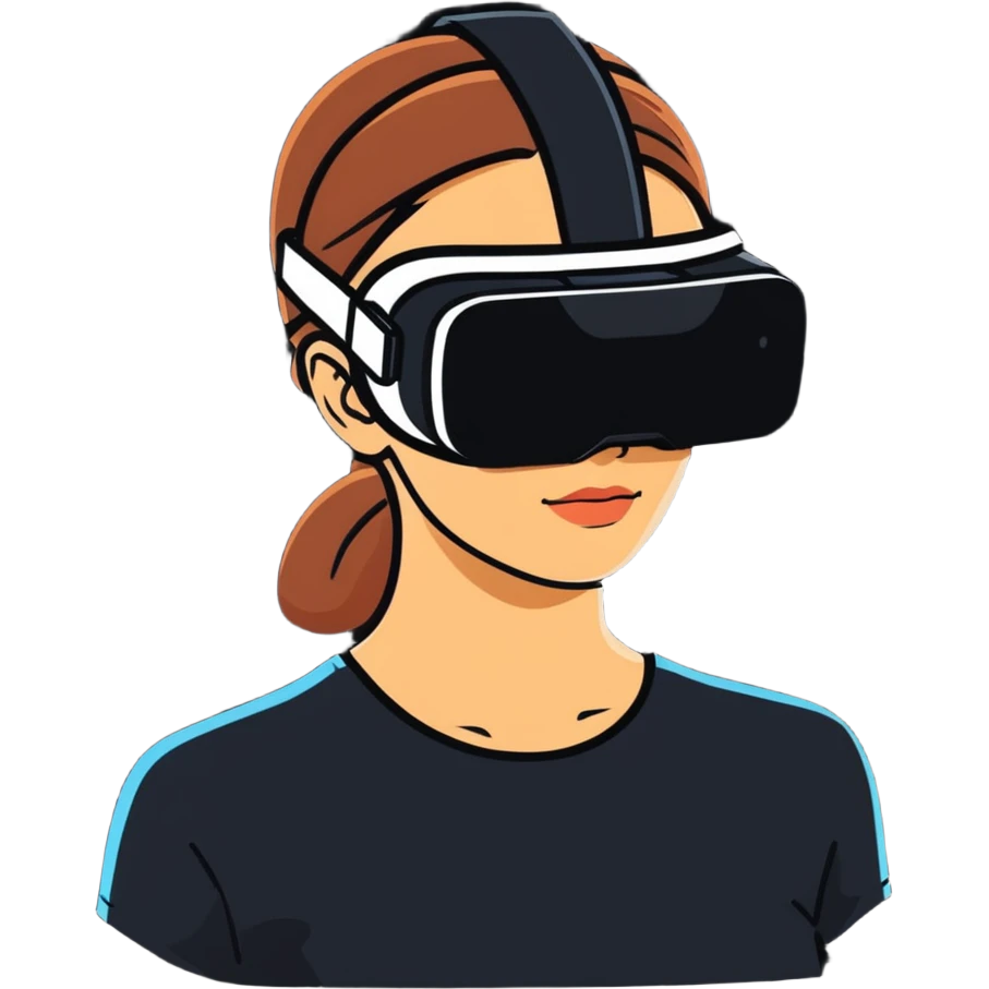 woman wearing VR glasses, cartoonish sticker style emoji