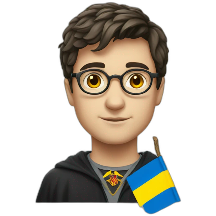 harry potter with ukrainian flag emoji