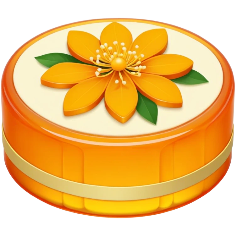 Osmanthus jelly cake with floral pattern, simplified emoji style with bold outlines and bright colors, cartoon style Gui Hua Gao traditional sweet emoji